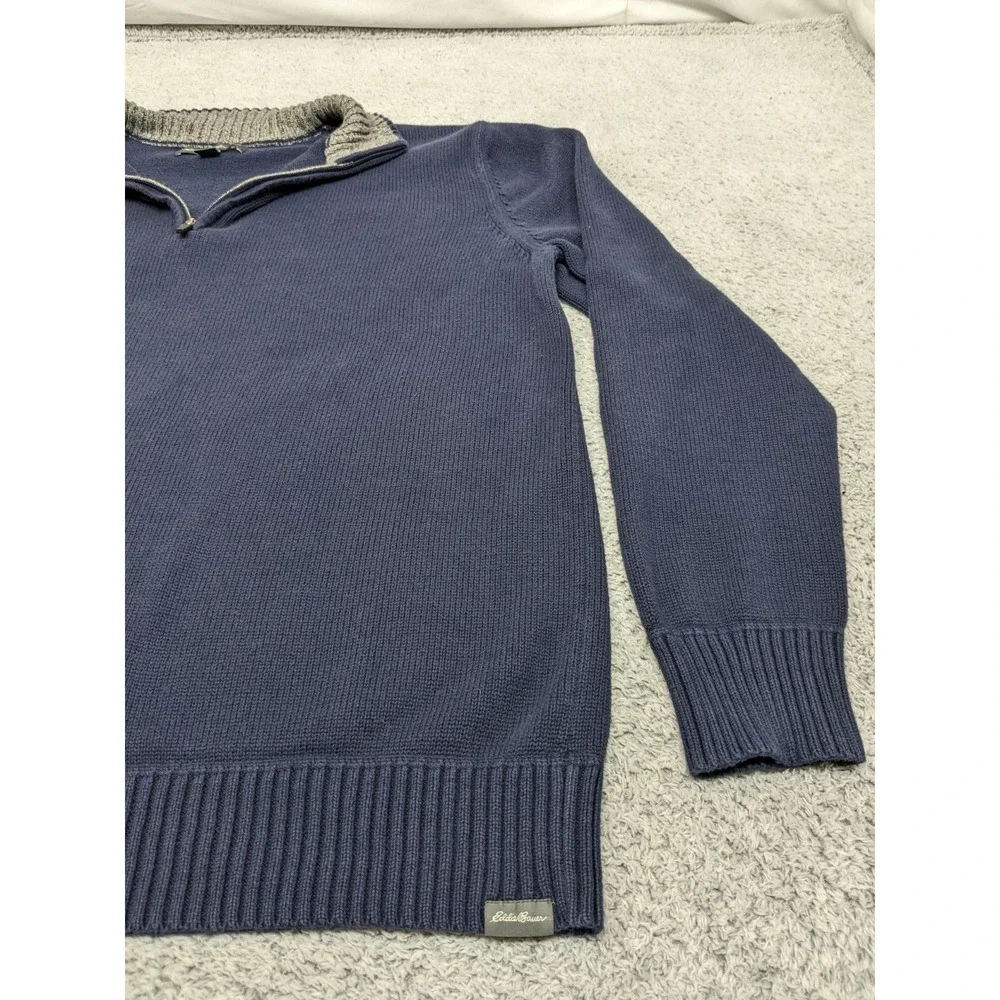 Eddie Bower Quarter‎ Zip Mock Neck Grandpa Core Sweater Navy Blue XLT Fisherman - Picture 4 of 15